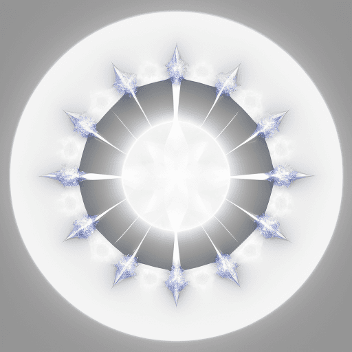 AI generated: a full white and ethereal background with a crystallized circle floating in the middle of the screen...