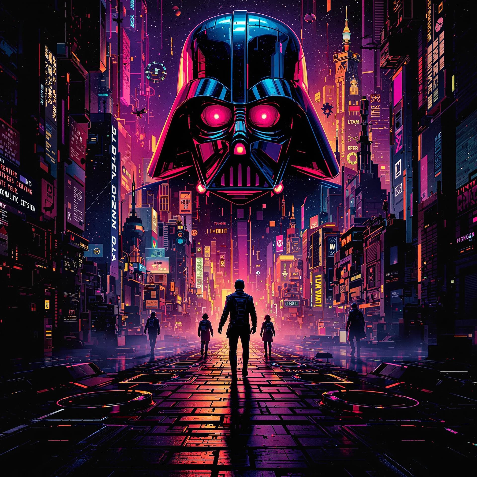 AI generated: legandary star wars movie poster in the style of cyberpunk