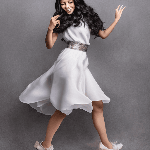 AI generated: Capturing the essence of elegance and charm, a delightful girl with flowing black hair showcases her...