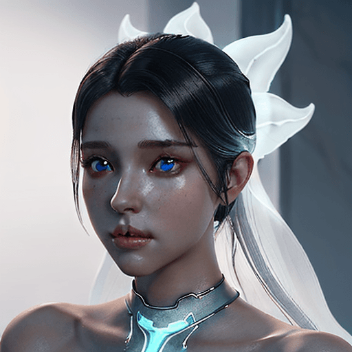 AI generated: ethereal and clean portrait of a female character Unreal Engine 5, pristine glass-like skin quality,...