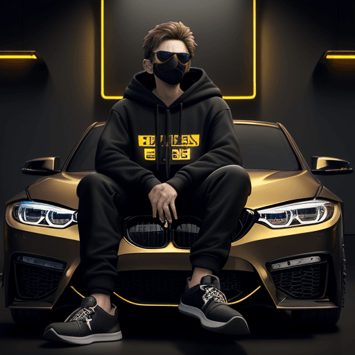 AI generated: Create a 3D illusion for a profile picture where a 25-Year-old cute boy in a black hoodie Sitting ca...