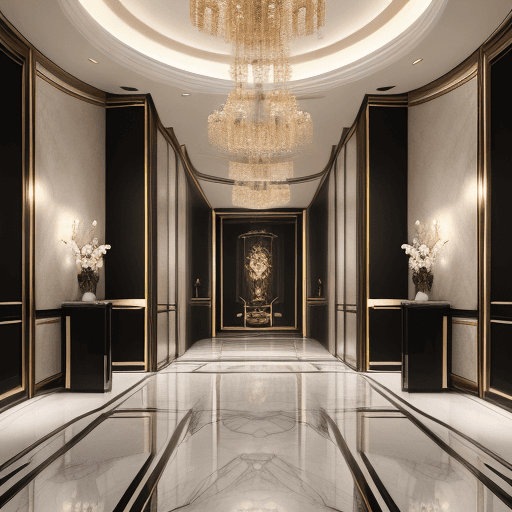 AI generated: Hyper realistic interior photo luxury private bank realistic cinematic ultra 4k modern interior desi...
