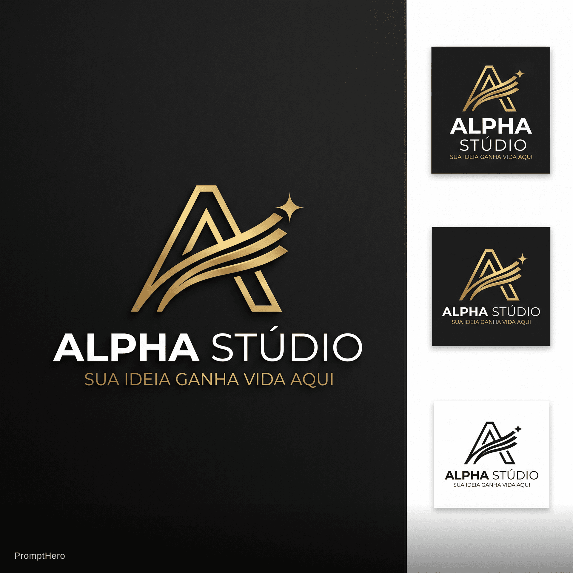 AI generated: Crie um logótipo profissional, moderno e premium para uma gráfica digital chamada “Alpha Stúdio”.

A...