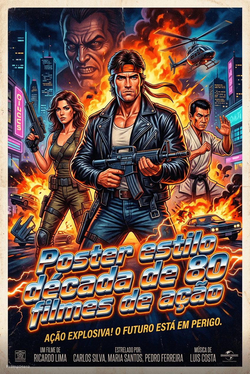 AI generated: Poster estilo década de 80 filmes de ação 