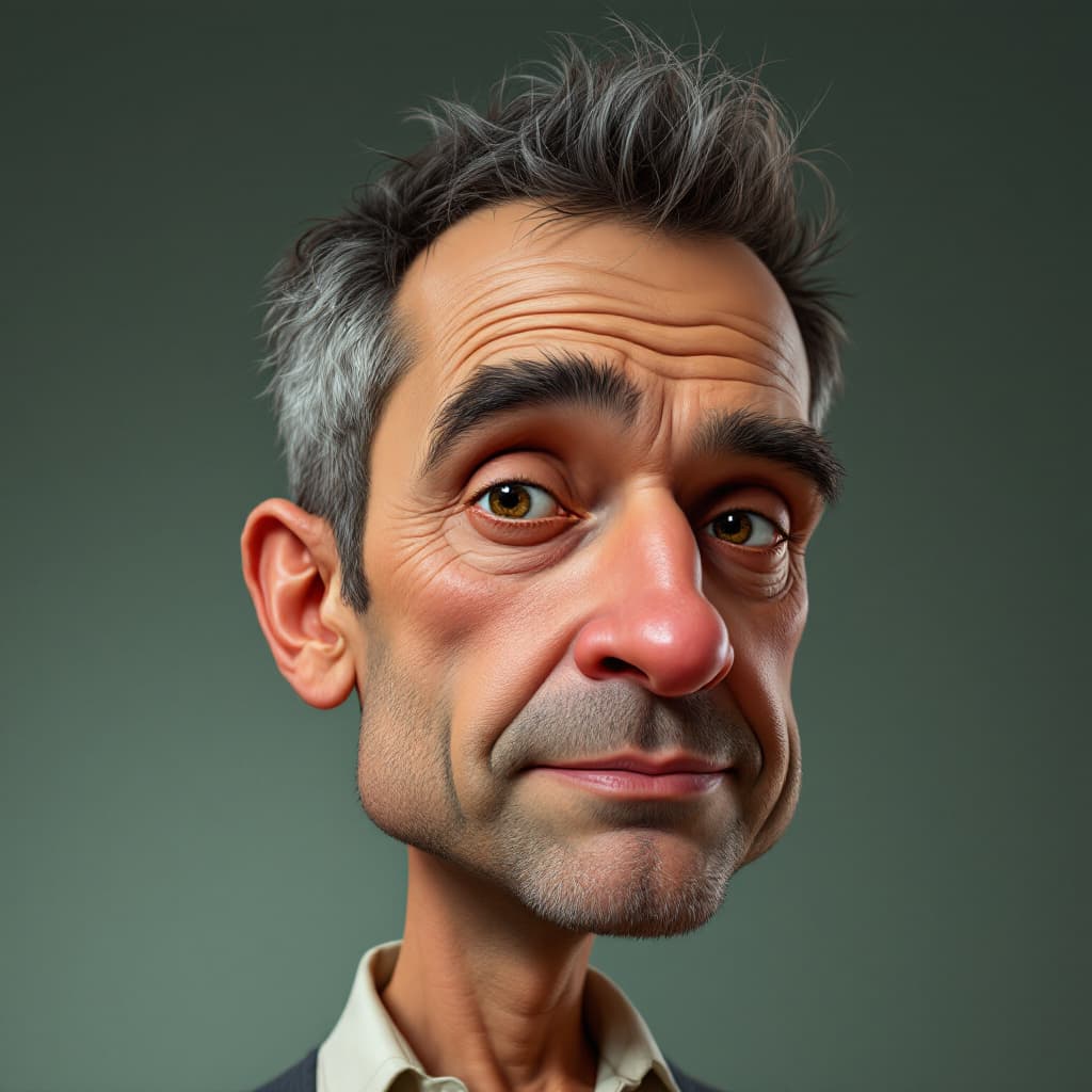 AI generated: A caricature of a man ,hyper realism, high detail, 8k