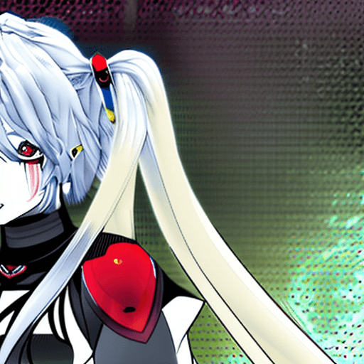 AI generated: Anime girl, kunoichi, ninja, white hair, red iris