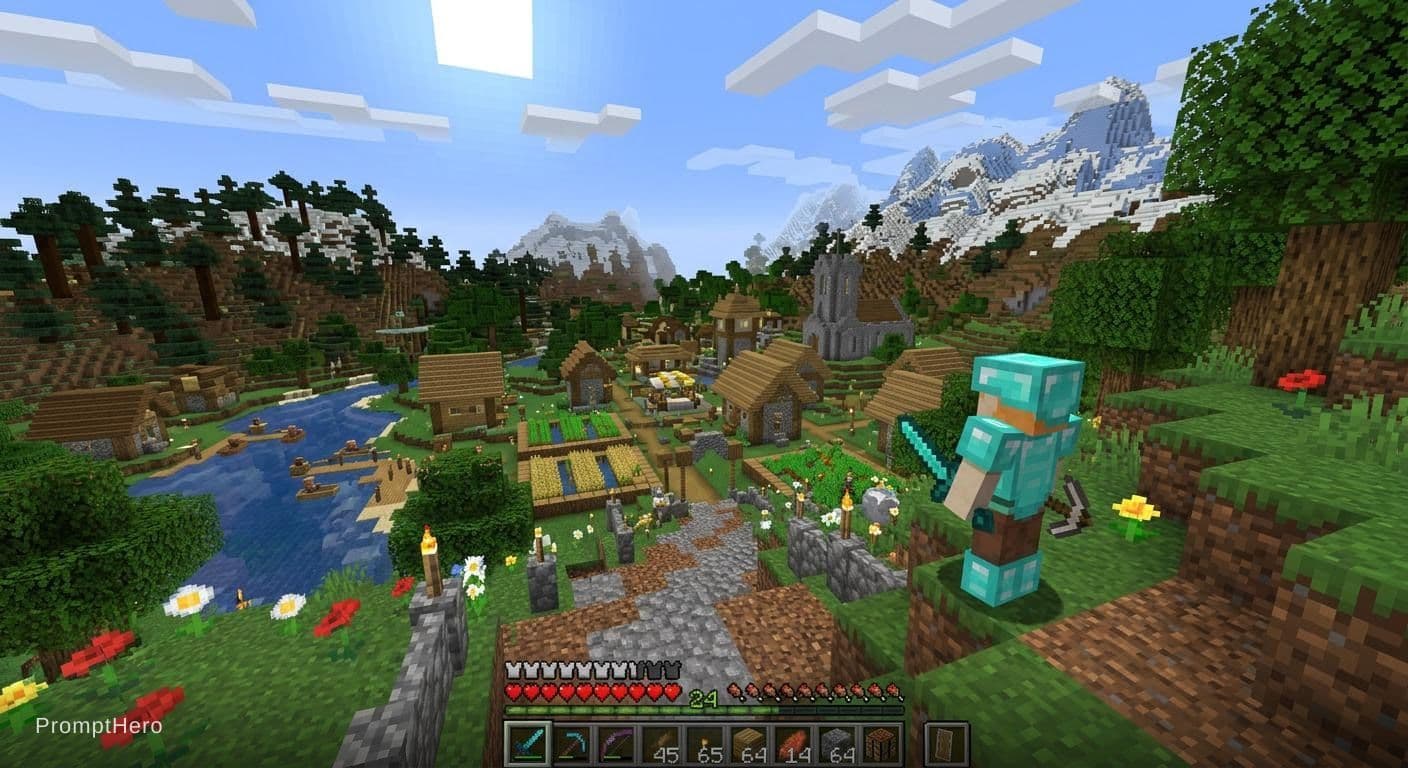 Hero prompt: Minecraft shot