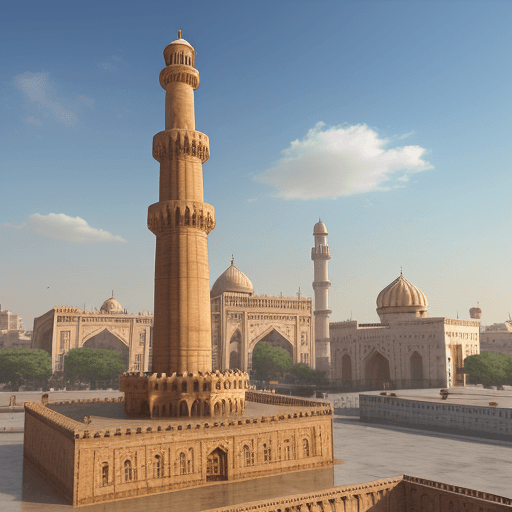 AI generated: 3d realistic charminar , hyderabad india, with letters :HYD" with background sky