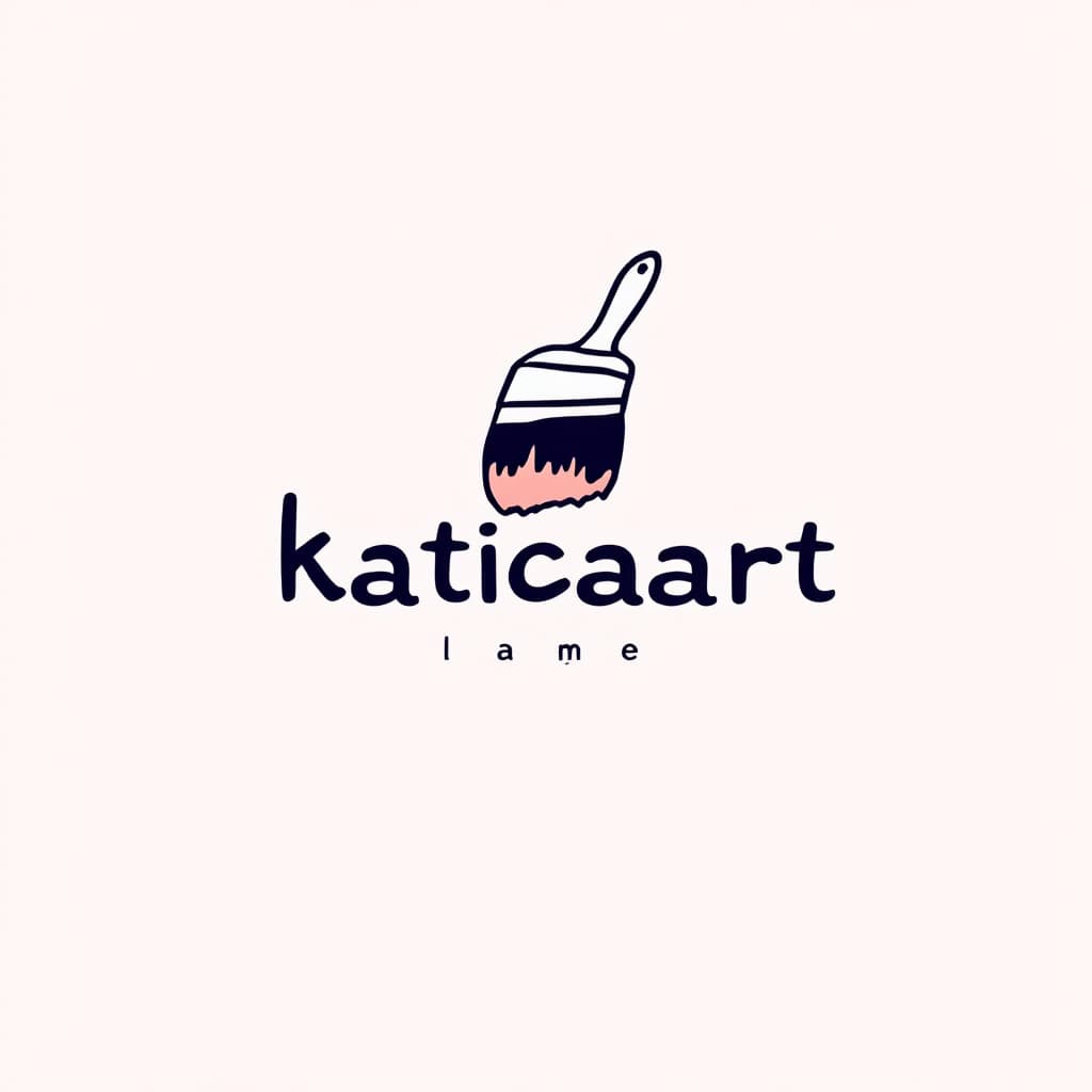 AI generated: Create a logo for a paint artist whose name is katicaart. The logo should have a light green backgro...