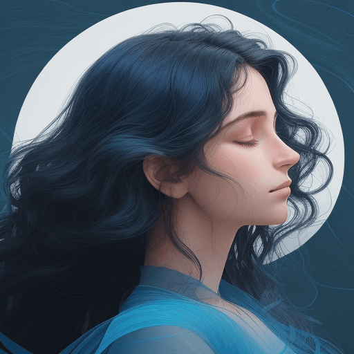 AI generated: A vertical image of a serene woman in profile. His features are soft and detailed against a dark bac...