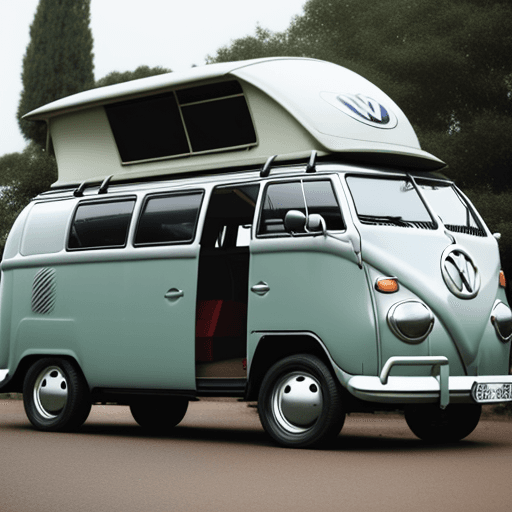 AI generated: two old volkswagen bulli kissing each other