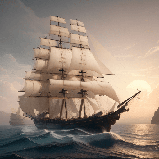 AI generated: Photo of a ultra realistic sailing ship, dramatic light, pale sunrise, cinematic lighting, battered,...