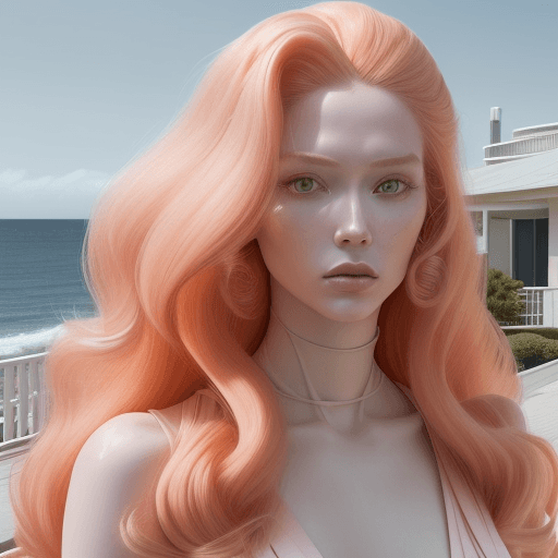 AI generated: a close up of a person with long hair, fashion editorial, toned orange and pastel pink, sculpted out...