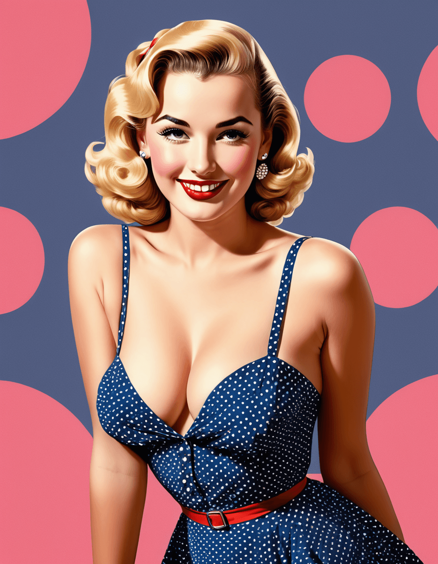 AI generated: NSFW, pop art style drawing, upper body view of beautiful adult American woman from 1950, wearing lo...