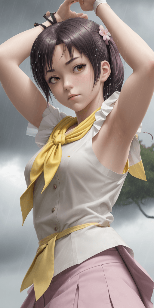 AI generated: masterpiece, best quality,, sakura bakushin o (umamusume),,  (close-up:1.2), rain, cloud, cloudy, sh...