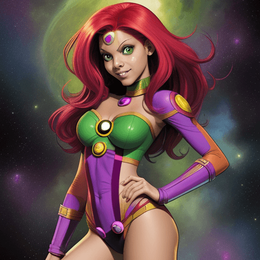AI generated: COMIC ART STILE STARFIRE
 FROM TEEN TITANS
