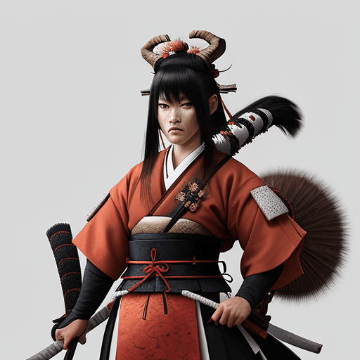 AI generated: female goat samurai