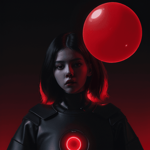 AI generated: Cover art of Rood Magazine featuring a sphere, a worm, and a glowing red light, styled as conceptual...