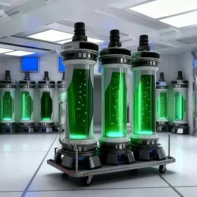 AI generated video: 
A cinematic science-fiction sequence inside a pristine yet deeply unsettling alien containment cham...