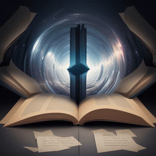 AI generated: open book but pages are displaying different universes