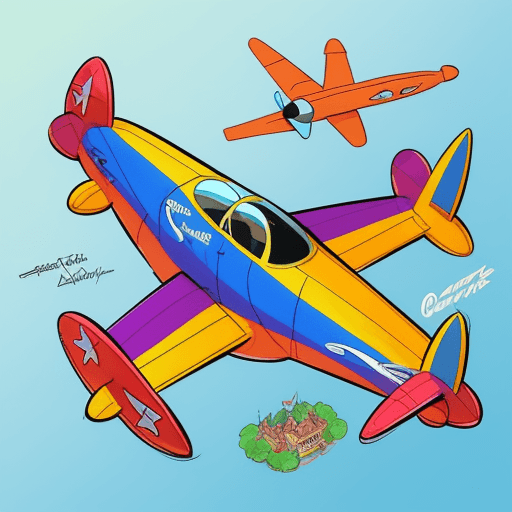 AI generated: character design of acartoon plane in style of Disney ultra detailed colourful sketch drawing aerial...