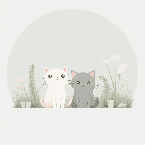 AI generated: A cute [ cat ] clipart, organic forms, in the style of Jon Klassen, desaturated light and airy paste...
