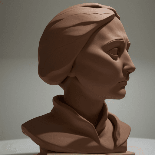 AI generated: clay sculpture portrait, faceless, emotional, psychological, depth