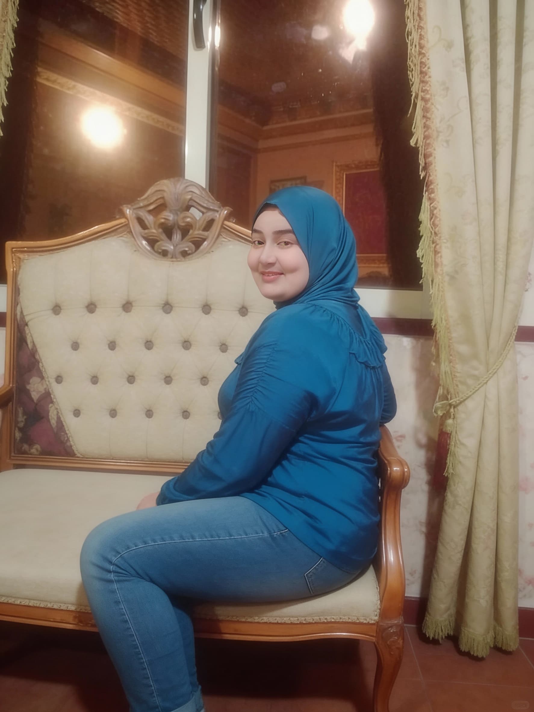 AI generated: put jeans on her full body shot turn away from camera


