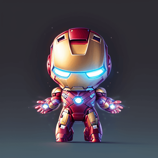 AI generated: cute tiny white hyperrealistic Iron Man with Iron, adorable and fluffy, logo design, cartoon, cinema...