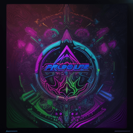 AI generated: psychedelic background, vibrant color against a black background, fine line details, glow in the dar...
