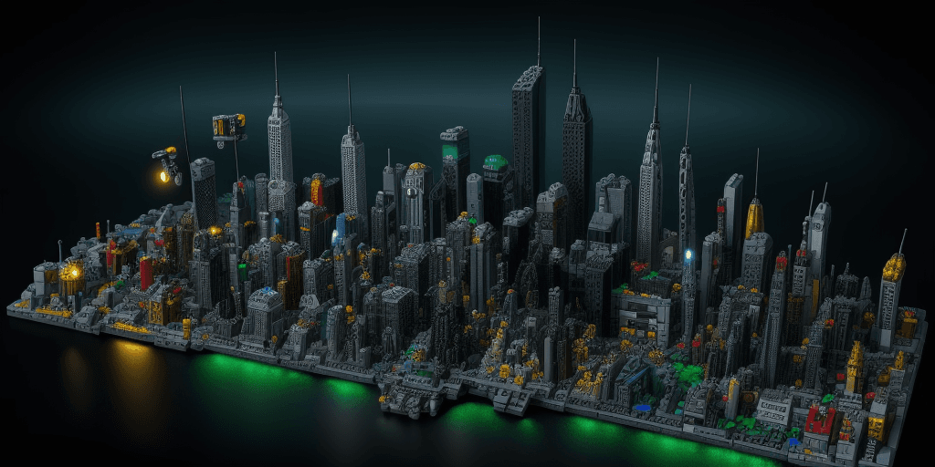 AI generated: lego night city