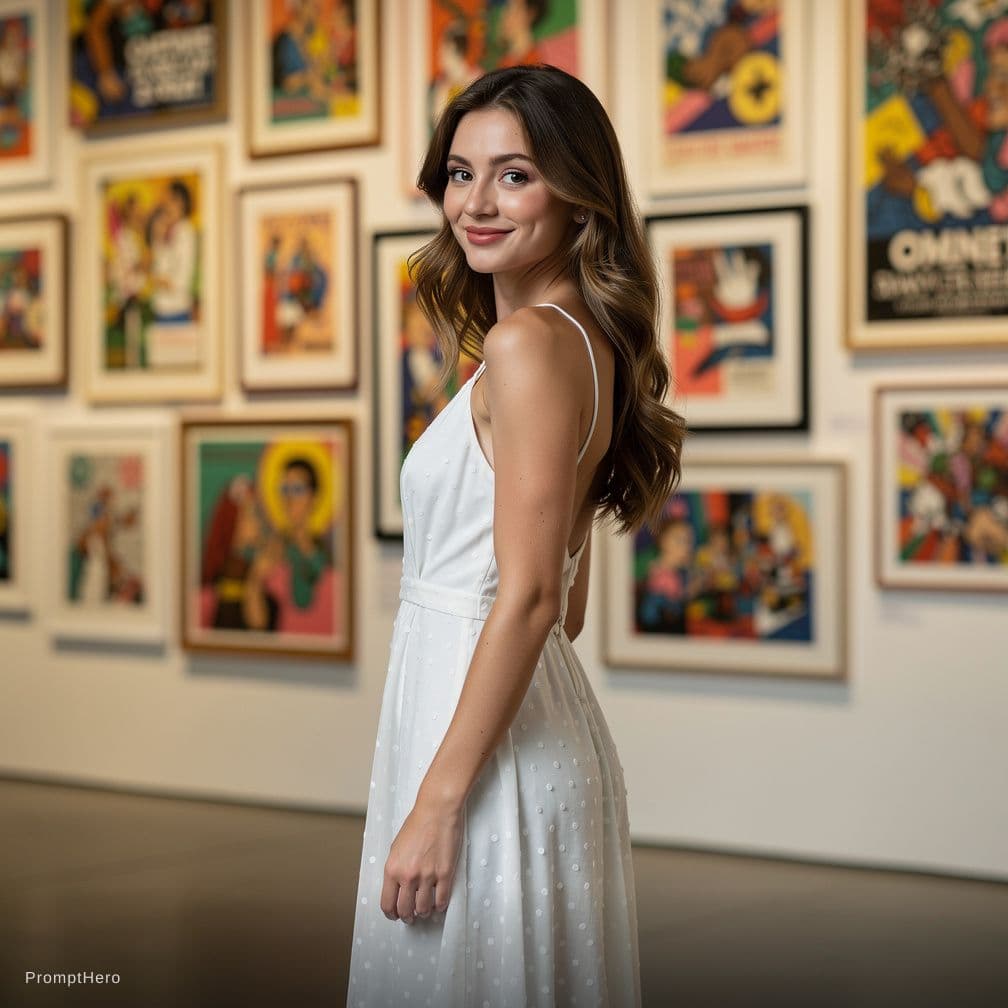 AI generated: Ultra-realistic 8K HD photography with skin detail. The image shows a young woman standing in front ...