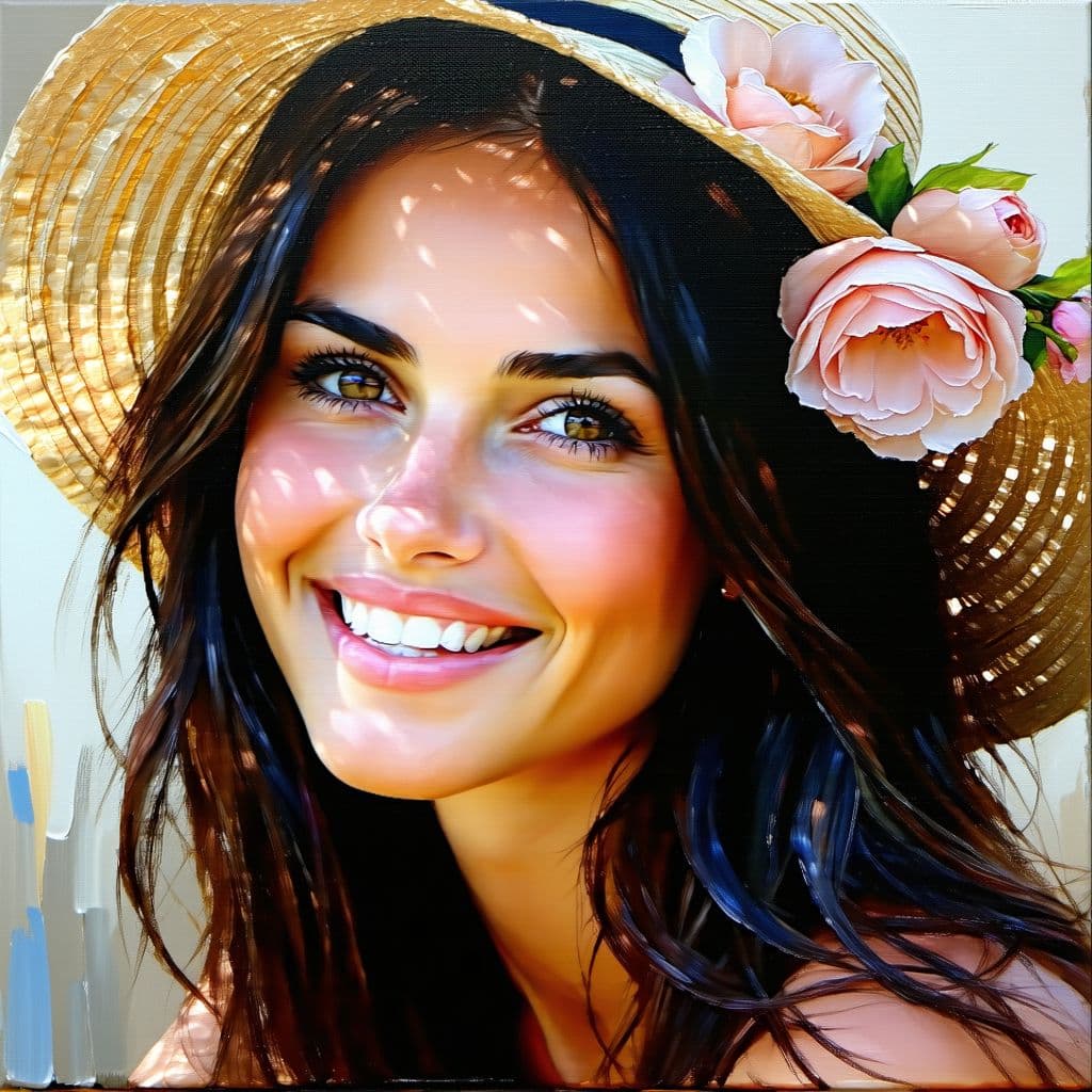 AI generated: highly detailed painting, woman, 20-25 years old, stunning, delicate features, in the style of Ann S...