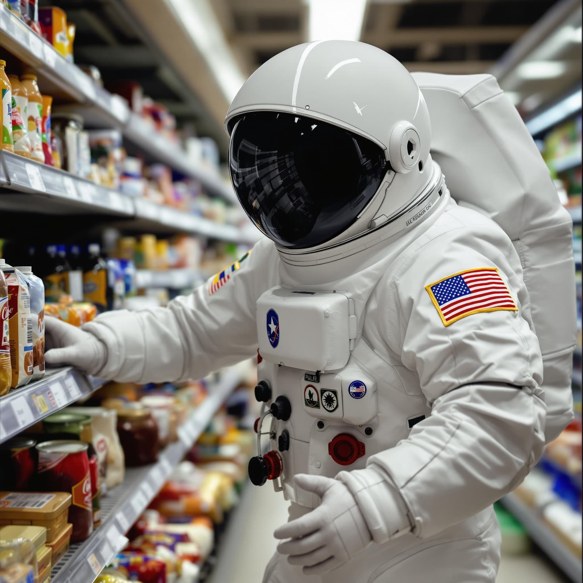 AI generated: The image portrays an astronaut suited up in a spacesuit with a large white helmet and black visor o...