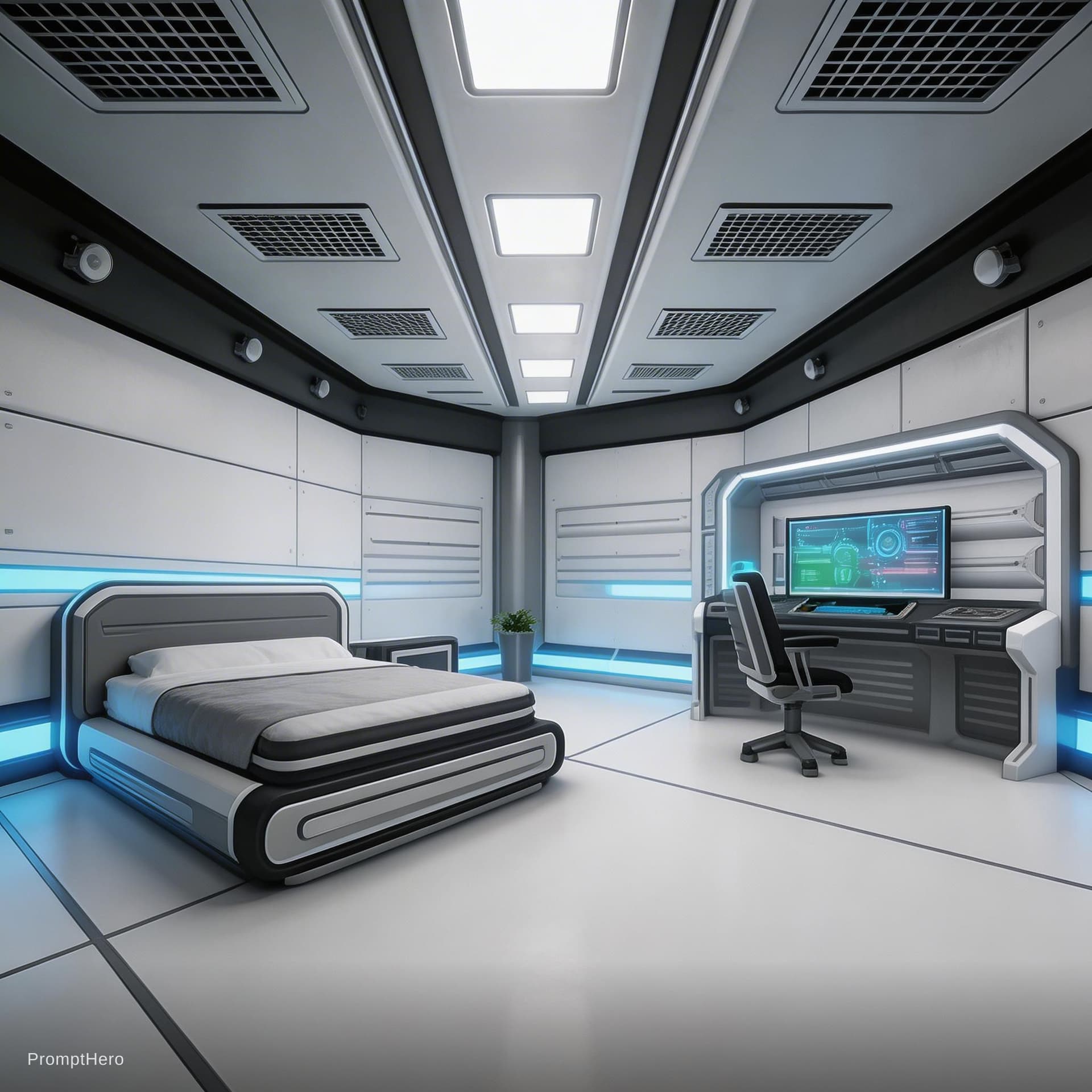 AI generated: Sci-Fi Scene. Give reference image 2 the same structural feel and design as reference image one. Sho...