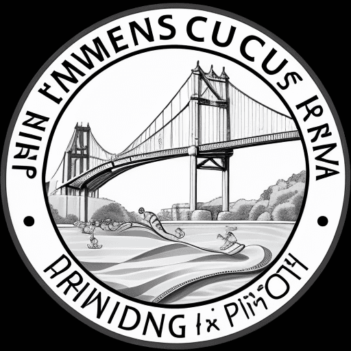 AI generated: monochrome logo for swim club drawing including the words "Ancenis Course Natation" that has to do w...