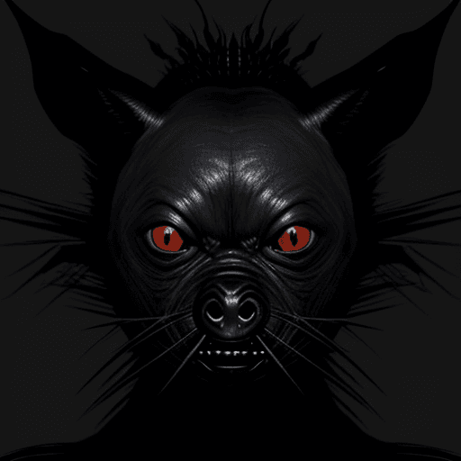 AI generated: Horror black creature,scary animal,sore face,