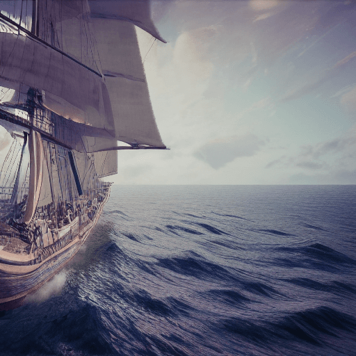 AI generated: Photo of a ultra realistic sailing ship, dramatic light, pale sunrise, cinematic lighting, battered,...