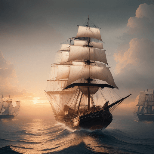 AI generated: Photo of a ultra realistic sailing ship, dramatic light, pale sunrise, cinematic lighting, battered,...