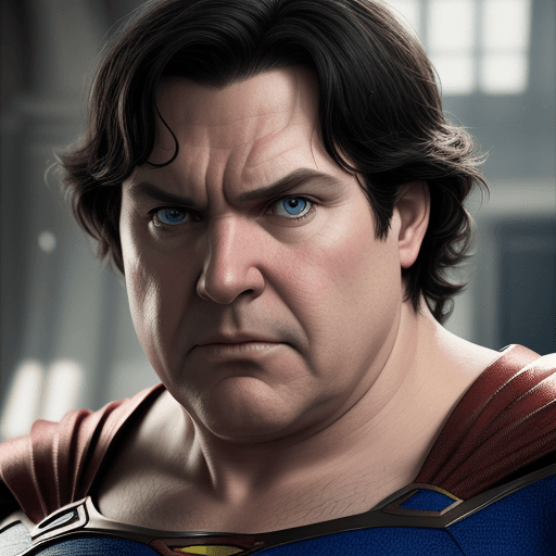 AI generated: Javier Milei, as superman,  55 years old, angry, fat, medium close up, cinematic, disney character s...