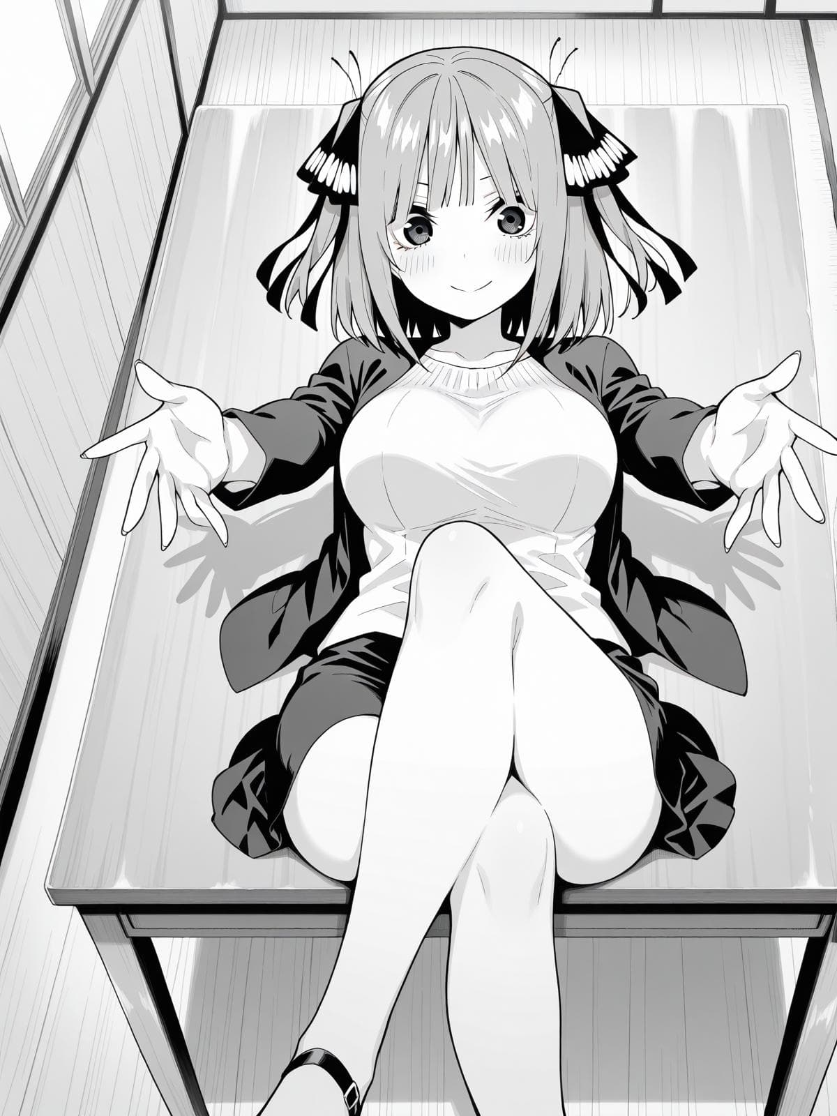 Crossed Legs Reaching Towards Viewer - Poses