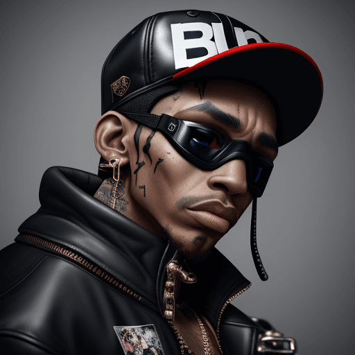 AI generated: Rough rugged facedblack male bboy Graffiti Artist B Boy Hip Hop themed, with fancy gucci balenciaga,...
