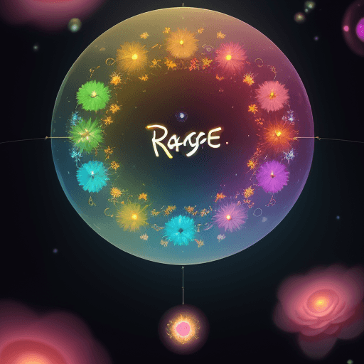 AI generated: Visualize the word 'RAYGE' written in vibrant, electric letters, suspended in the center of a glowin...