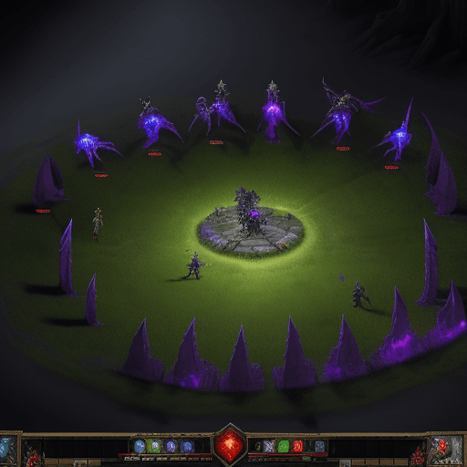 AI generated: A very bloody battle between the bastion forces and the necromancer dwelling in the Heroes of Might ...