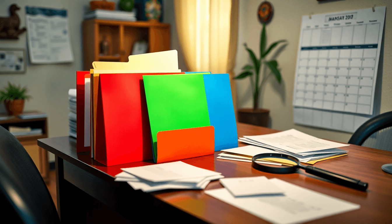 AI generated: A realistic image showing a well-lit desk in a caribbean home. On the desk, we see a mail sorting sy...