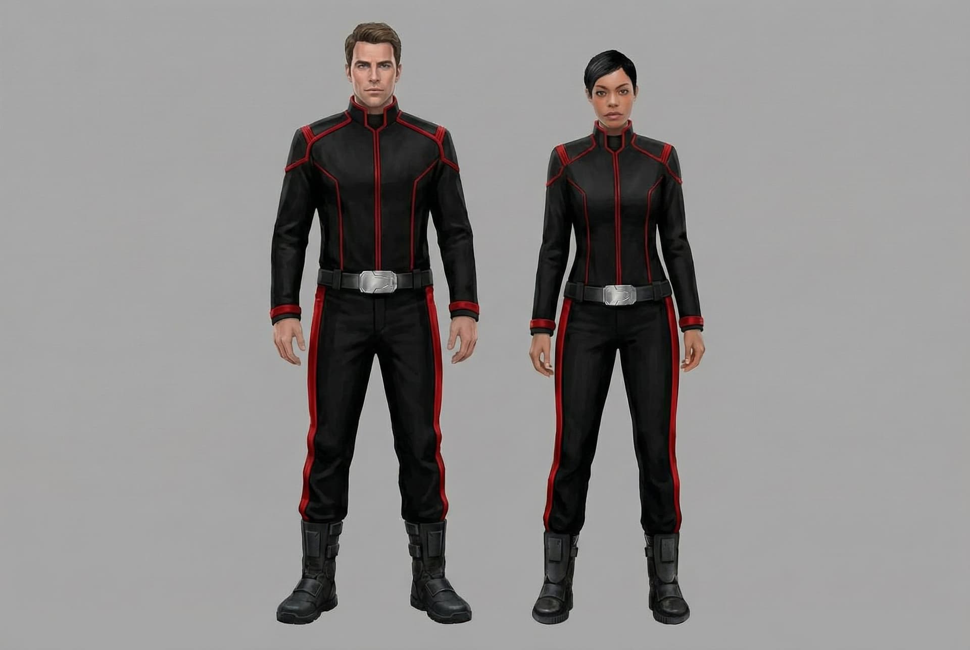 AI generated: Create a Sci-Fi uniform. Use the reference image, and remove all patches and emblems. The color of t...