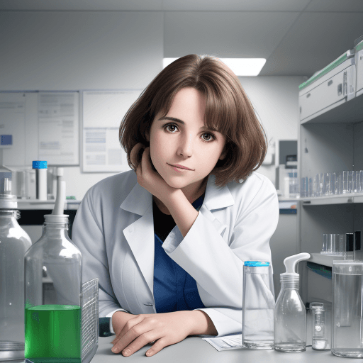 AI generated: High resolution photography marie courie in her lab 