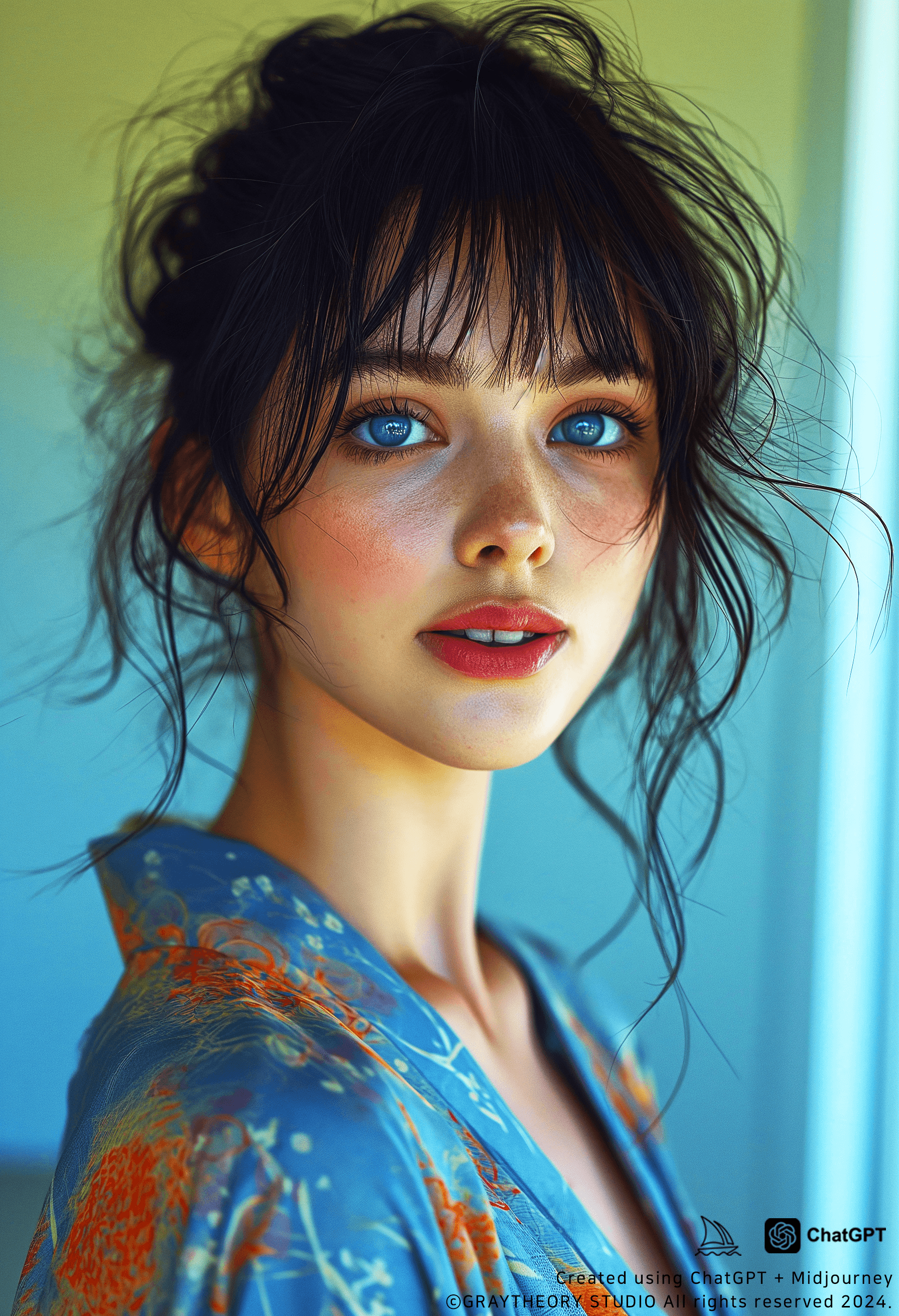 AI generated: photo featuring a model poses for a selfie, in the style of professional fashion model, photography,...