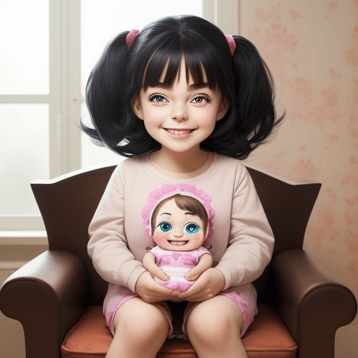 AI generated: background image, Cartoon girl smiling, cute, big beautiful eyes, fully seated,Gather girls stay in ...