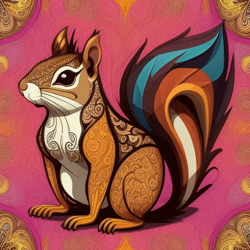 AI generated: squirrel, insanely detailed and ornate, drawn on paper with ink, symmetrical, psychedelic, colorful,...